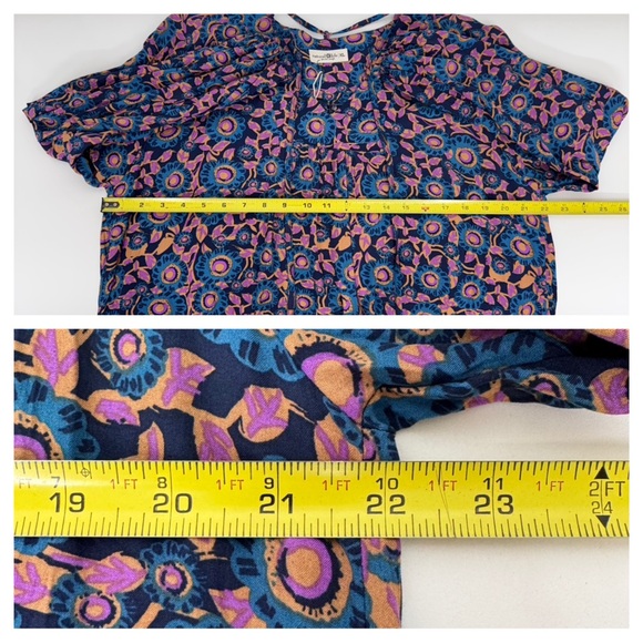 Natural Life Blue Purple Orange Dark Floral Long Sleeve Maxi Dress Nwt Size XL - Picture 16 of 16